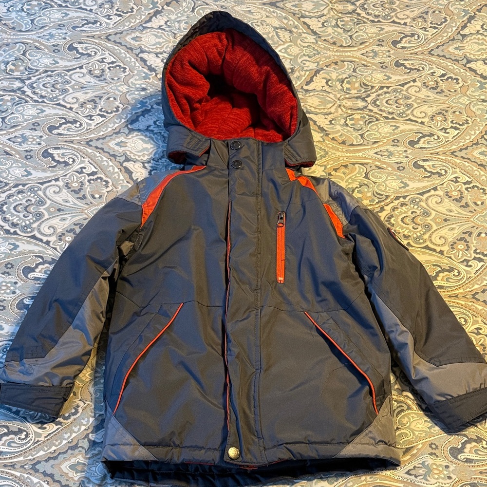 3-in-1 Gray and Orange Hooded Coat